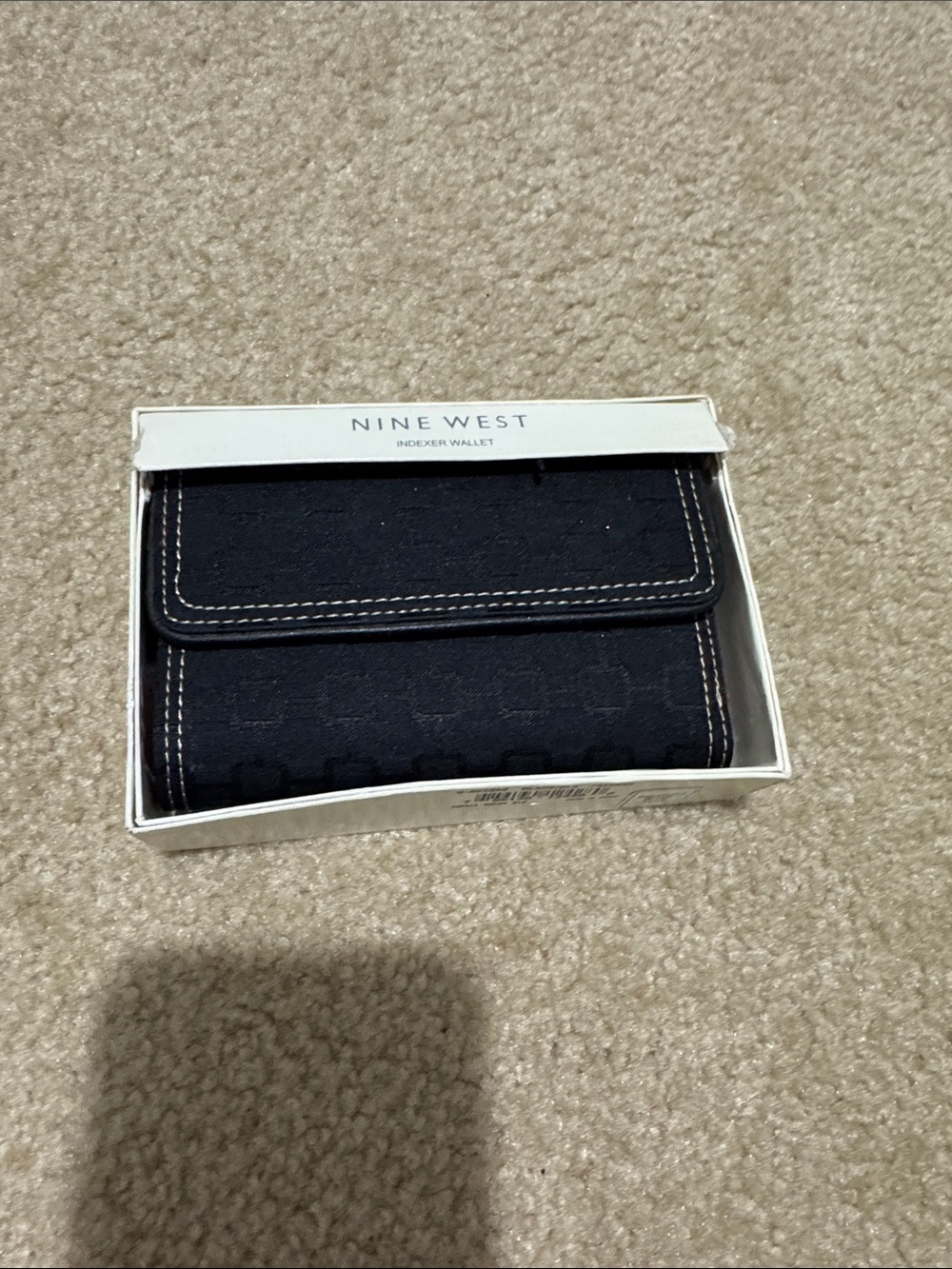 Nine West Black Signature Fold Wallet with Contrast Stitching